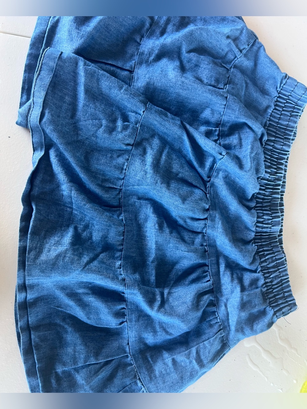 Girls Elastic-Waist Blue Denim Tiered Skirt
